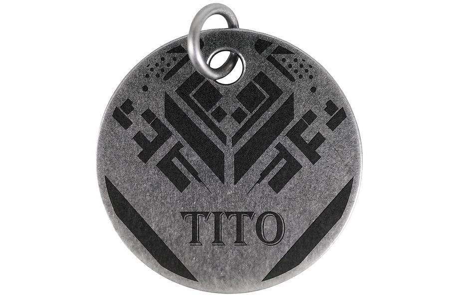 Art Deco pet tag in antique silver