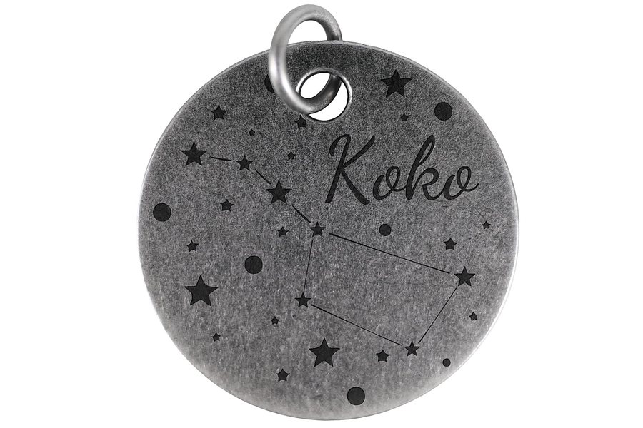 Big Dipper Sky pet tag in antique silver