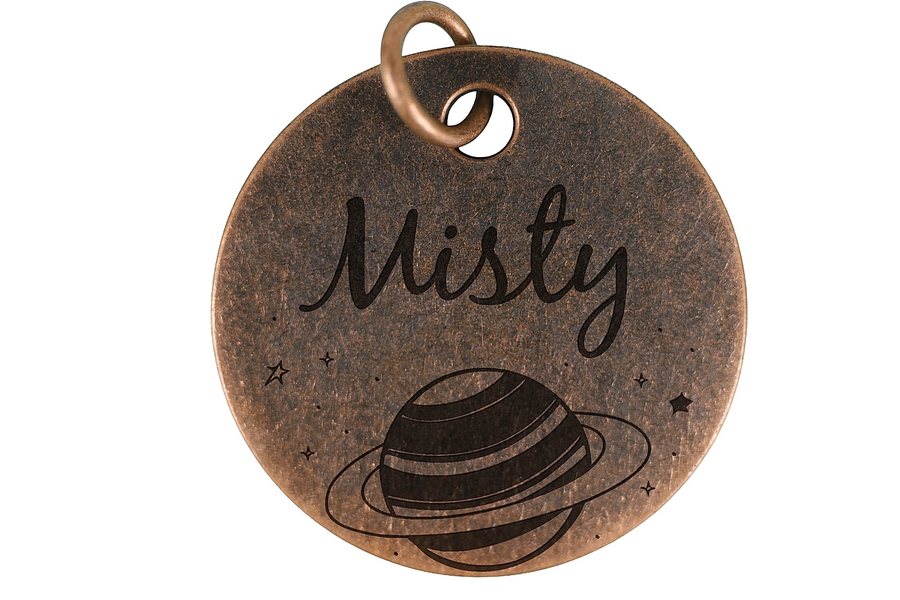 Cosmic Rings pet tag in antique copper