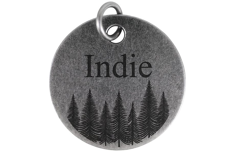 Evergreen Forest pet tag in antique silver