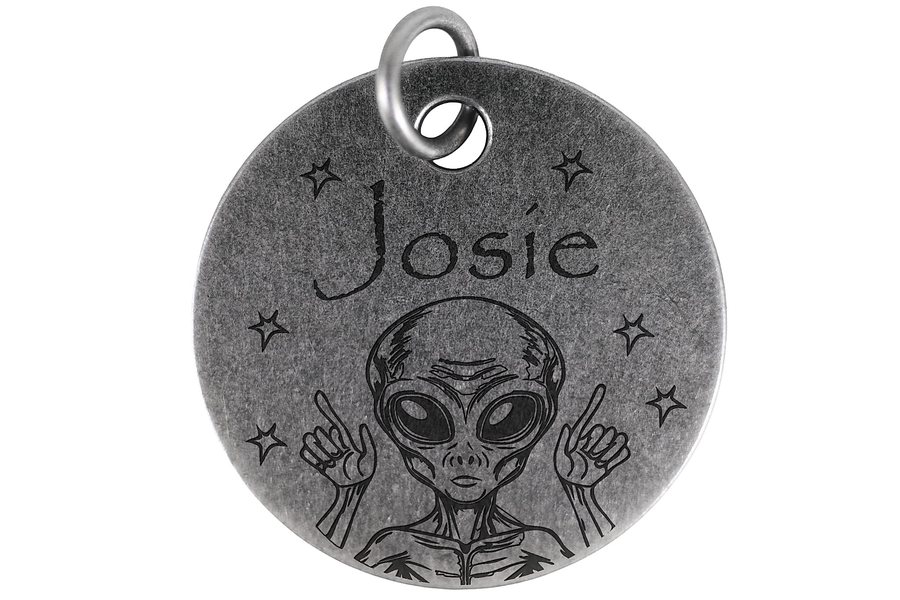 Galactic Guest pet tag in antique silver