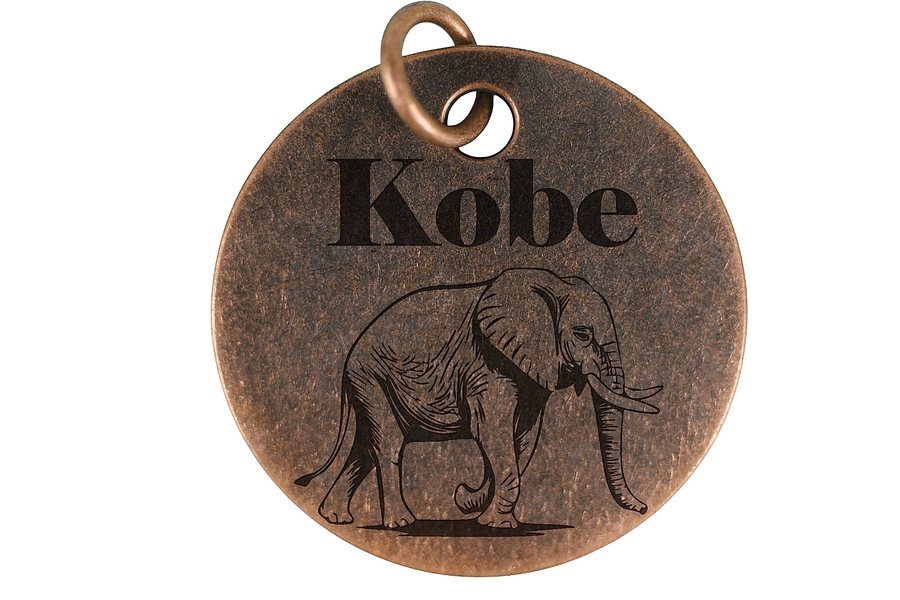 Majestic Elephant pet tag in antique copper