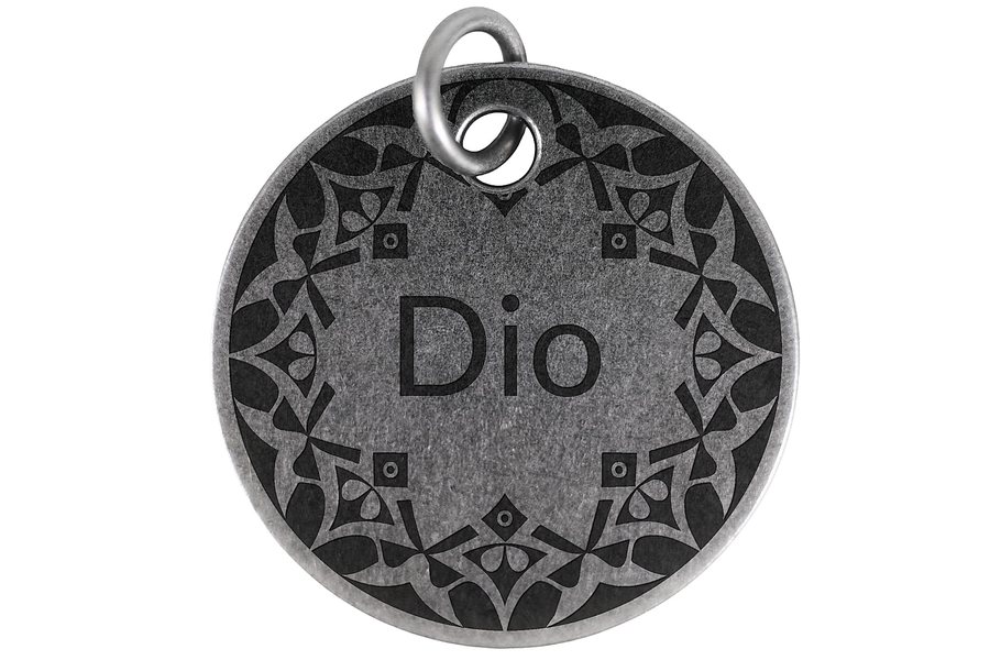 Mosaic pet tag in antique silver