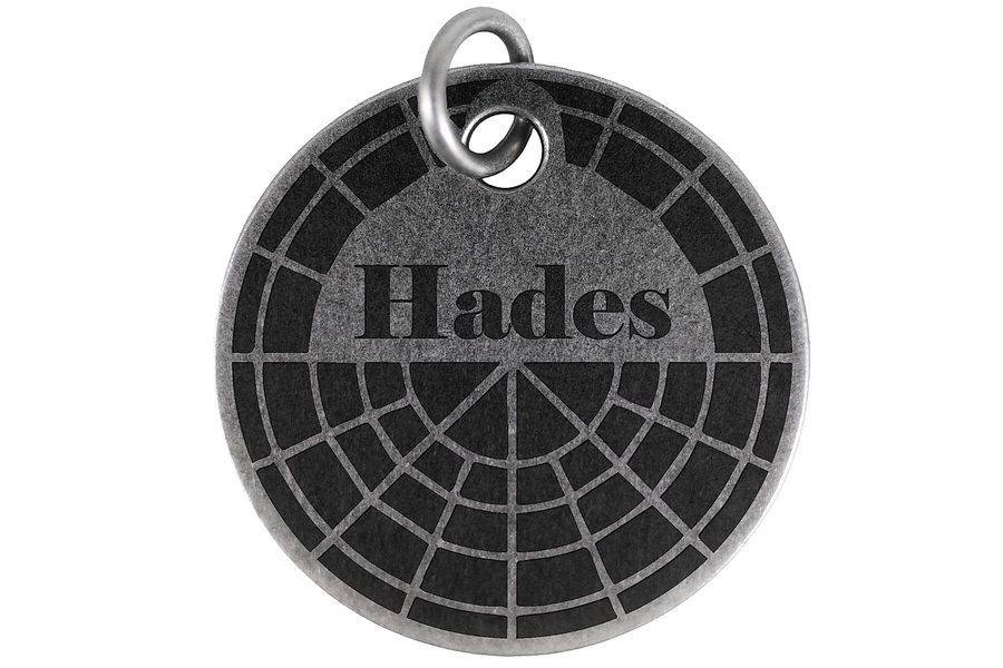 Radial Grid pet tag in antique silver