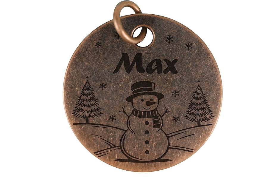 Winter Wonderland pet tag in antique copper